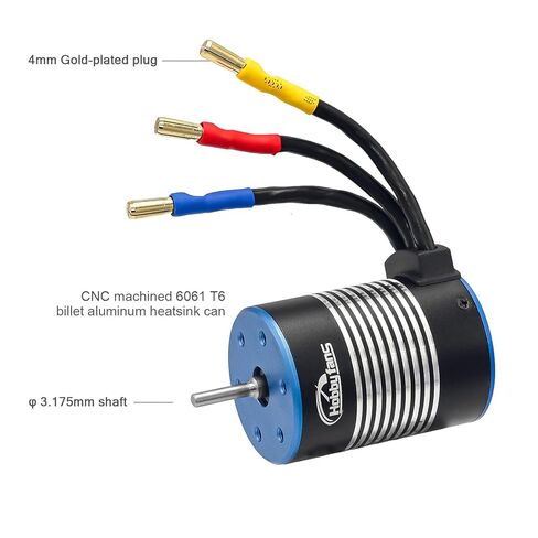 Hobby Fans Waterproof BL3650 3900KV Brushless Motor 3.175mm Shaft with 60A Brushless ESC Electric Speed Controller with Heatsink and Programming Card for 1/10 Remote Control Car Truck, Black & Blue in Saudi Arabia