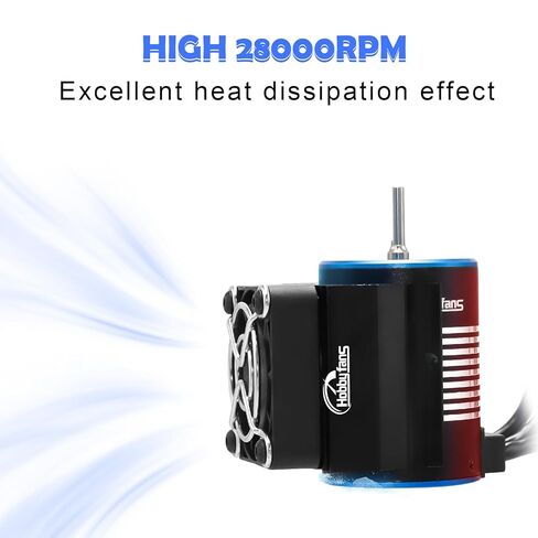 Hobby Fans Waterproof BL3650 3900KV Brushless Motor 3.175mm Shaft with 60A Brushless ESC Electric Speed Controller with Heatsink and Programming Card for 1/10 Remote Control Car Truck, Black & Blue in Saudi Arabia