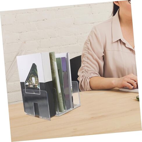 NUOBESTY Transparent Book Holder and Document Organizer Rack Desktop File Stand for Books and Magazines Multifunctional File Organizer for Home and Office Use in Saudi Arabia
