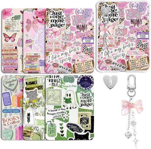 6Pcs Inserts Cardstock Paper for E-Reader Kindle Insert for Clear Case 6.8"x4.8" Funny Theme E-Reader Back Cover Insert Decorating Accessories for Paper White 11th-12th Gift for Book Lover in Saudi Arabia