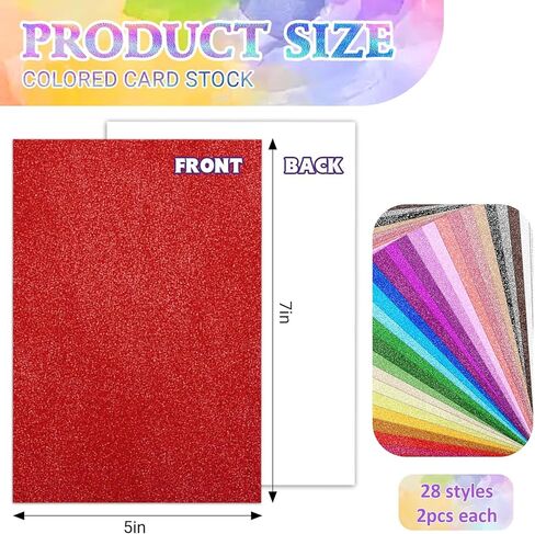 56 Sheets 28 Colors Glitter Cardstock, 5x7in 250gsm/92lb Foil Mirror Shimmering Paper for Arts Crafts, Scrapbooking, Card Making, DIY Projects in Saudi Arabia