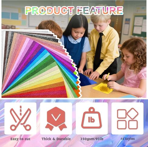 56 Sheets 28 Colors Glitter Cardstock, 5x7in 250gsm/92lb Foil Mirror Shimmering Paper for Arts Crafts, Scrapbooking, Card Making, DIY Projects in Saudi Arabia