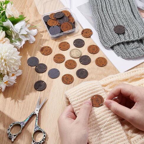 UNICRAFTALE 60Pcs 2 Colors HandmadeTags Imitation Leather Crochet Labels with Love and Oliver Leaf Crochet Tags for Handmade Square Embossed Tags for DIY Crafts Knitting Sewing Hats Purses Clothing in Saudi Arabia
