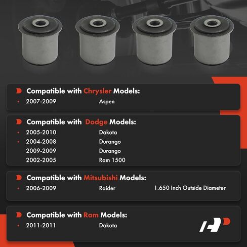A-Premium 4 x Front Upper Control Arm Bushing Kit, Compatible with Dodge Ram 1500 2002-2005, Durango 2004-2009, Dakota 2005-2010 & Chrysler Aspen 2007-2009 & Mitsubishi Raider 2006-2009 & Ram Dakota in Saudi Arabia