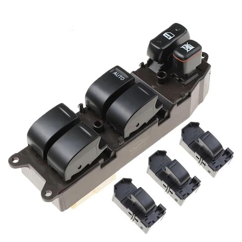 مفتاح نافذة الطاقة الأمامي الأيسر متوافق مع Toyota Land Cruiser 4.7L 1998-2002 84820-60130 84810-60050 (أحمر) in Kuwait