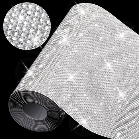 Humyoun 121500 Pieces 118 x 7.9 Inches Bling Rhinestone Sheet Sticker Large 2mm Silver Crystal Self Adhesive Rhinestone Diamond Sticker Glitter Gem Sheet Sticker for DIY Home Car Art Craft Event Decor in Saudi Arabia