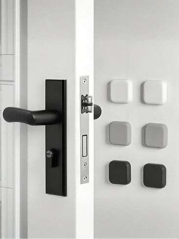 6 Pack Door Stoppers Wall Protector - Silicone Door Knob Guard Wall Shield - Self-Adhesive Door Handle Bumper Silencer for Home ＆ Office Walls (White, Gray, Black) in Saudi Arabia