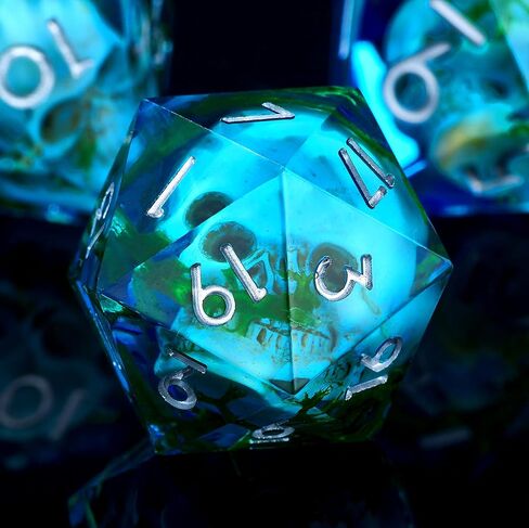 Froggod Moss & Skull DND Dice Set – 7Pcs Sharp Edge D&D Dice with Gift Box for for Dungeons and Dragons, Resin D and D Role Playing Dice D20 D12 D10 D8 D6 D4 (Green) in Kuwait