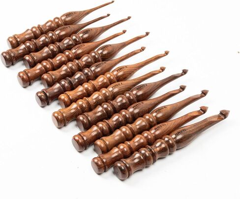 Wooden Crochet Hook Set of 13, Ergonomic Soft Grip Handles for Arthritis & Hand Pain, 3.5mm–12mm Crochet Needles for Beginners, Knitting & Yarn Crafts in Saudi Arabia