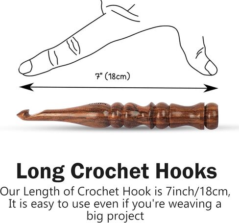 Wooden Crochet Hook Set of 13, Ergonomic Soft Grip Handles for Arthritis & Hand Pain, 3.5mm–12mm Crochet Needles for Beginners, Knitting & Yarn Crafts in Saudi Arabia