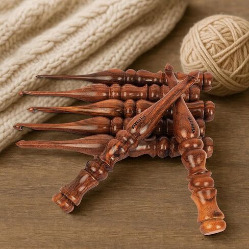 Wooden Crochet Hook Set of 13, Ergonomic Soft Grip Handles for Arthritis & Hand Pain, 3.5mm–12mm Crochet Needles for Beginners, Knitting & Yarn Crafts in Saudi Arabia