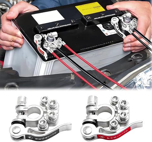 Car Battery Terminal Connectors, 4 Way Positive and Negative Quick Release Terminal Clip, Automotive Top Post Battery Connectors Clamps, Compatible With Vans Trucks and More (Style 1) in Saudi Arabia