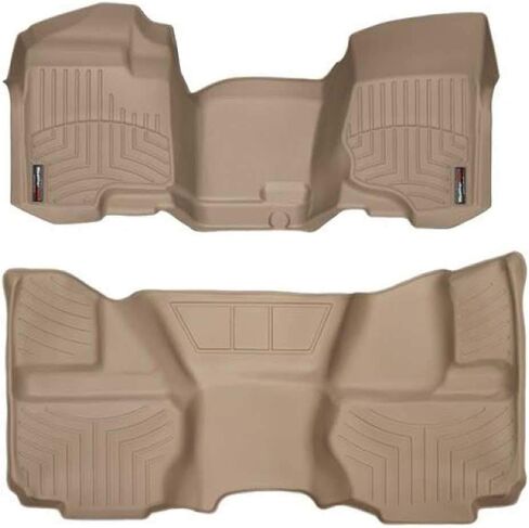 بطانات أرضية مخصصة من Weathertech لسيارة GMC Sierra 1500، Silverado 1500، Sierra - الصف الأول (OTH) والصف الثاني (442941-440669)، أسود in Kuwait