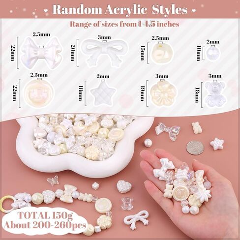 Assorted Acrylic Beads,400-450PCS Mixed Cute Bead for Bracelet Making, Flower Bow GummyBear Round Star Kawaii Charms for Jewelry Necklace Making DIY Keychain Phone Charm Christmas Gift in Saudi Arabia