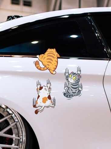 1PC Scratch Cat Car Sticker, Three Cats Scratch Cover Funny Bumper Decal for Auto, Truck, Motorcycle, Wall, Window, L in Saudi Arabia