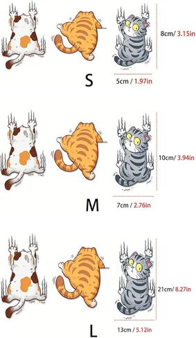 1PC Scratch Cat Car Sticker, Three Cats Scratch Cover Funny Bumper Decal for Auto, Truck, Motorcycle, Wall, Window, L in Saudi Arabia