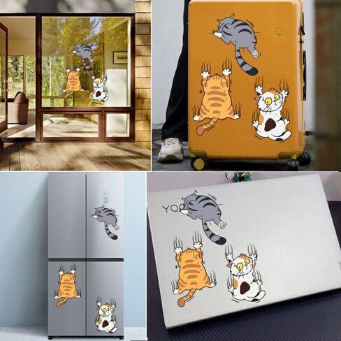 1PC Scratch Cat Car Sticker, Three Cats Scratch Cover Funny Bumper Decal for Auto, Truck, Motorcycle, Wall, Window, L in Saudi Arabia