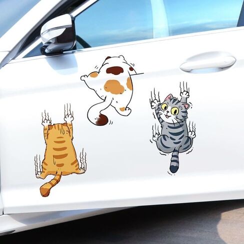 1PC Scratch Cat Car Sticker, Three Cats Scratch Cover Funny Bumper Decal for Auto, Truck, Motorcycle, Wall, Window, L in Saudi Arabia