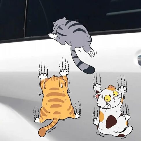 1PC Scratch Cat Car Sticker, Three Cats Scratch Cover Funny Bumper Decal for Auto, Truck, Motorcycle, Wall, Window, L in Saudi Arabia