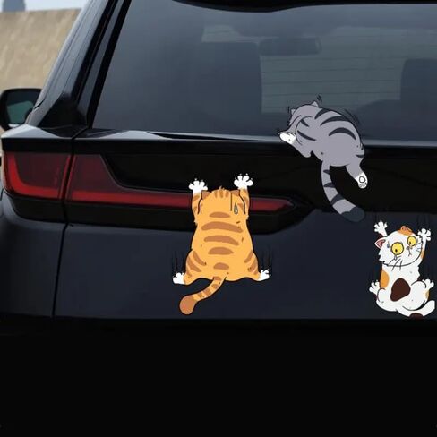 1PC Scratch Cat Car Sticker, Three Cats Scratch Cover Funny Bumper Decal for Auto, Truck, Motorcycle, Wall, Window, L in Saudi Arabia