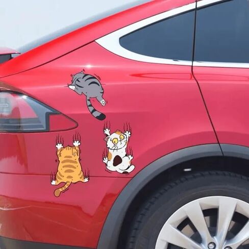 1PC Scratch Cat Car Sticker, Three Cats Scratch Cover Funny Bumper Decal for Auto, Truck, Motorcycle, Wall, Window, L in Saudi Arabia