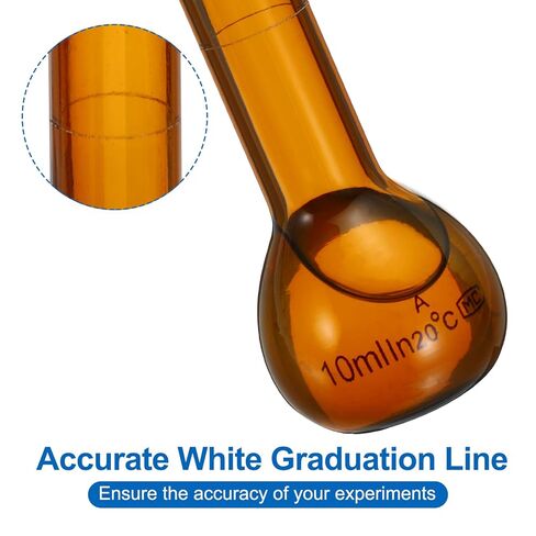 PATIKIL 5ml Volumetric Flask, 2Pcs 3.3 Borosilicate Glass Graduated Volumetric Measuring Flask with Glass Stopper Tolerance 0.30ml for Lab Experiment, Amber in Saudi Arabia