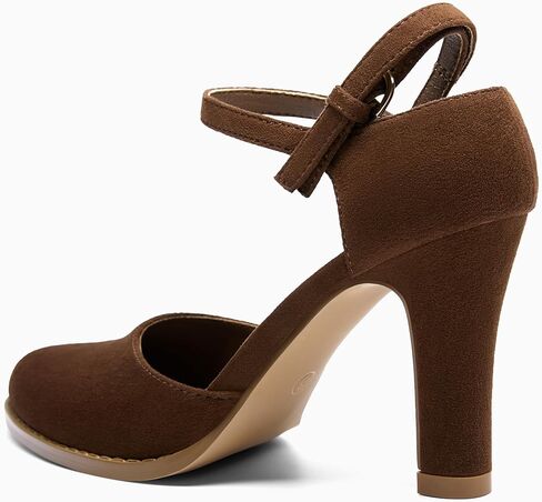 Coutgo Womens Chunky High Heels Closed Pointed Toe Ankle Strap Pumps Vintage D'Orsay Dress Party Shoes in Saudi Arabia