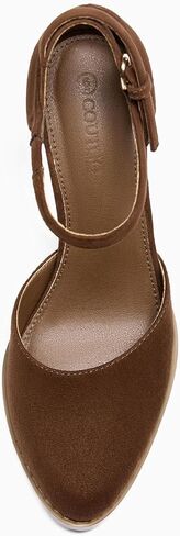 Coutgo Womens Chunky High Heels Closed Pointed Toe Ankle Strap Pumps Vintage D'Orsay Dress Party Shoes in Saudi Arabia