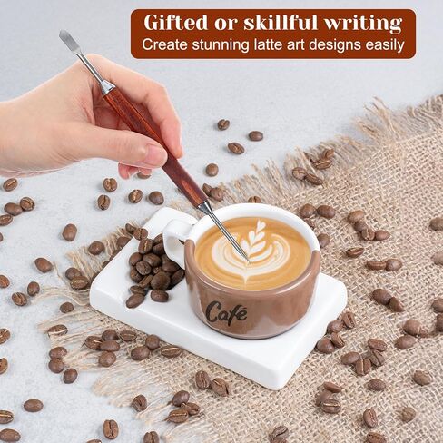 2Pcs Latte Art Pen Set, Stainless Steel Coffee Drawing Tool, Double-Ended Barista Accessories for Creating Professional Espresso Tools for Home & Cafe Use in Saudi Arabia
