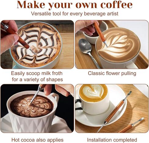 2Pcs Latte Art Pen Set, Stainless Steel Coffee Drawing Tool, Double-Ended Barista Accessories for Creating Professional Espresso Tools for Home & Cafe Use in Saudi Arabia