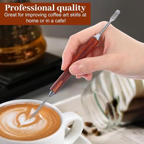 2Pcs Latte Art Pen Set, Stainless Steel Coffee Drawing Tool, Double-Ended Barista Accessories for Creating Professional Espresso Tools for Home & Cafe Use in Saudi Arabia
