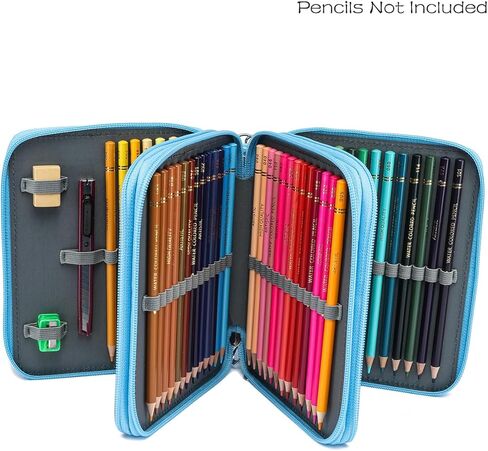 YOUNGCOL 72 Slots Colored Pencil Case - Deluxe Oxford Fabric Pencil Organizer Holder With Zipper Closure Pencil Box (Black) in Saudi Arabia