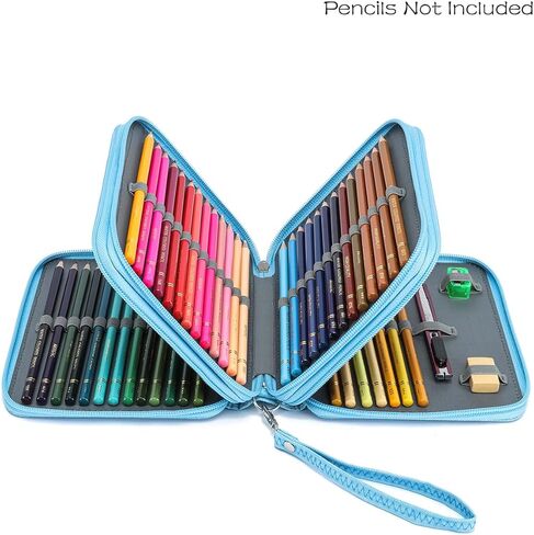 YOUNGCOL 72 Slots Colored Pencil Case - Deluxe Oxford Fabric Pencil Organizer Holder With Zipper Closure Pencil Box (Black) in Saudi Arabia
