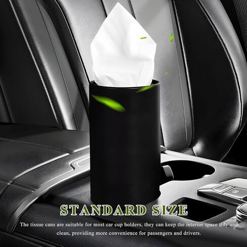 4 PCS Car Tissue Holder, Refillable Auto Cup Holder Round Napkin Container with Facial Tissues, Portable Tissue Box Paper Towel Cylinder for Most Vehicles, Car Accessories (Black) in Saudi Arabia