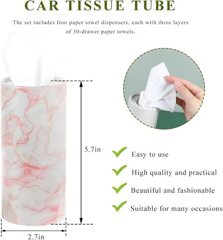 4 PCS Car Tissue Holder, Refillable Auto Cup Holder Round Napkin Container with Facial Tissues, Portable Tissue Box Paper Towel Cylinder for Most Vehicles, Car Accessories (Black) in Saudi Arabia