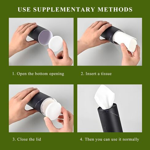 4 PCS Car Tissue Holder, Refillable Auto Cup Holder Round Napkin Container with Facial Tissues, Portable Tissue Box Paper Towel Cylinder for Most Vehicles, Car Accessories (Black) in Saudi Arabia