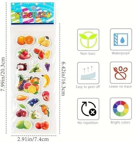 12 Sheets (250pcs+) 3D Puffy Stickers with Featuring Animals, Numbers, Fruits, Fish, Dinosaurs, Cars & More, Ideal for Back to School Party Favors and Decorations in Saudi Arabia