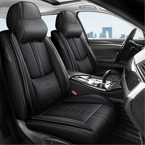 Fit for Mercury Grand Marquis 2000-2010 Seat Covers,Front Set 2 Seats Waterproof Soft Leather Car Seat Covers with Airbag,Anti-Slip Cushions for Grand Marquis(Black&Red,Luxury) in Saudi Arabia