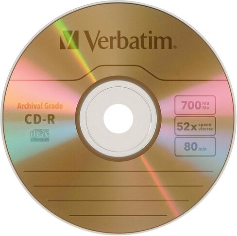 Verbatim CD-R 700 ميجابايت 52X UltraLife Gold درجة أرشيفية - سطح يحمل العلامة التجارية وطبقة صلبة - عمود دوران 50 قطعة in Saudi Arabia