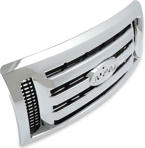 Suitable for Front Bumper Grille Assembly Compatible with 2009-2014 Ford F-150 F150 XLT - Silver Chrome Housing & Insert Grill Replacement (9L3Z8200D, FO1200511) in Saudi Arabia