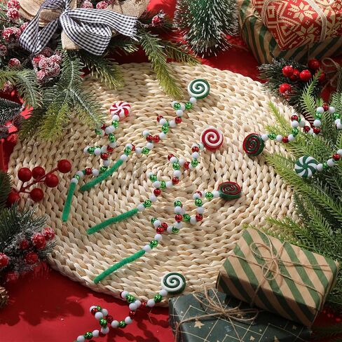 Tigeen 50 Pcs Christmas Candy Cane Pick Red Green White Christmas Tree Curly Pick Ornaments Xmas Candy Shape Tree Topper Decorations for Xmas Home Office Crafts Party in Saudi Arabia