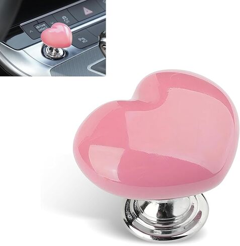 Push Start Button Cover, Heart Push to Start Button Cover, Engine Start/Stop Joystick, Ceramic Button & Metal Ball-bar Base, Universal for Most Cars (Pink #01) in Saudi Arabia