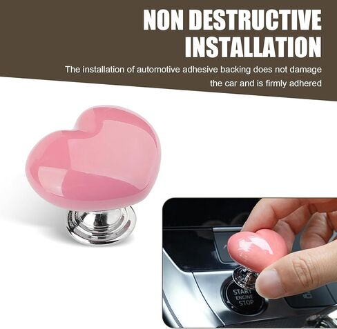 Push Start Button Cover, Heart Push to Start Button Cover, Engine Start/Stop Joystick, Ceramic Button & Metal Ball-bar Base, Universal for Most Cars (Pink #01) in Saudi Arabia