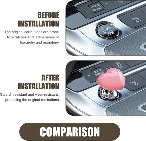 Push Start Button Cover, Heart Push to Start Button Cover, Engine Start/Stop Joystick, Ceramic Button & Metal Ball-bar Base, Universal for Most Cars (Pink #01) in Saudi Arabia