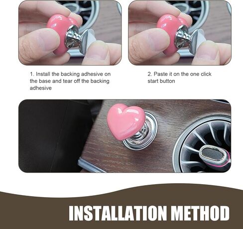 Push Start Button Cover, Heart Push to Start Button Cover, Engine Start/Stop Joystick, Ceramic Button & Metal Ball-bar Base, Universal for Most Cars (Pink #01) in Saudi Arabia