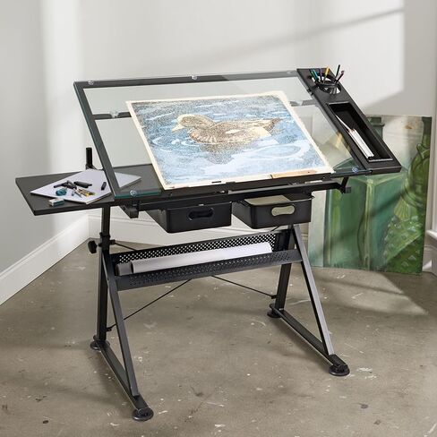 Artist's Loft Artist Table - Glass-Top Table for Drafting, Drawing, Sketching, Painting, and Arts & Crafts - 1 Pack in Saudi Arabia