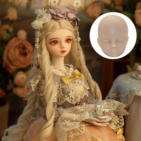 1/6 Doll Head, 10 Pieces Soft Plastic Doll Repainting Practice Makeup Double-fold Eyelid Doll Face Head Silicone Doll Head Crafts for BJD Make Up in Saudi Arabia