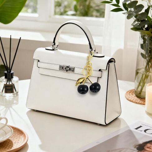 Cherry Keychain Bag Charms for Women Handbags Purse Accessories Glittering Resin Black Cherry Cute Bag Charm for Birthday Christmas Gifts in Saudi Arabia