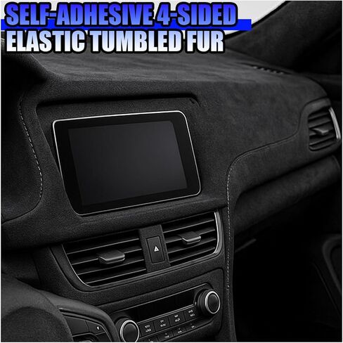 Car Microfiber Fabric Self-Adhesive Suede Wrap, 59" x 8.3" Synthetic Leather Auto Soft Stretchable Decorative Film, Vehicle Interior Makeover Accessory for Dash Headliner Console (59''×8.3'') in Kuwait