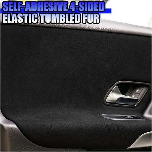 Car Microfiber Fabric Self-Adhesive Suede Wrap, 59" x 8.3" Synthetic Leather Auto Soft Stretchable Decorative Film, Vehicle Interior Makeover Accessory for Dash Headliner Console (59''×8.3'') in Kuwait